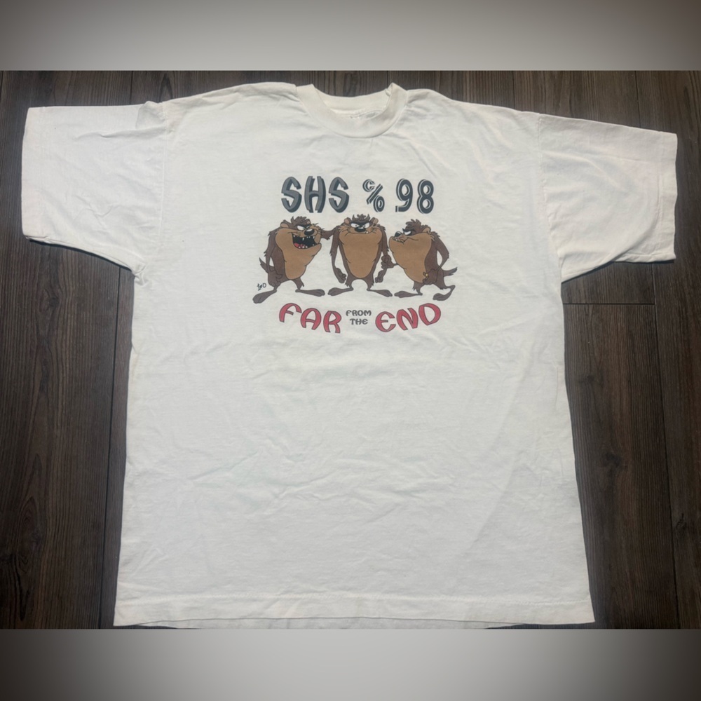 Vintage 1998 Looney Tunes Taz Graphic Tee Unisex Men’s XL White SAS 98